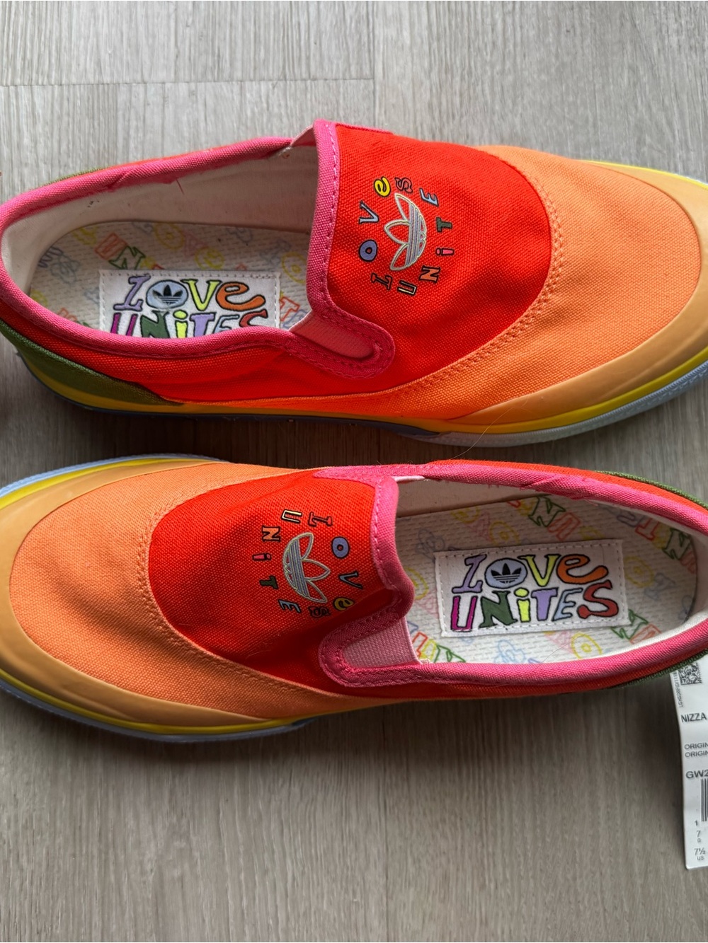 adidas Multicolor Slip-On Sneakers in Red, Orange, Pink and Yellow - Picture 4 of 13